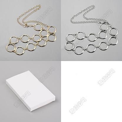 2 Stück 2 Farben Legierung Ring Link Kette Taille Gürtel, Kettengürtel für Rock, Kleid, Mantel, Accessoires