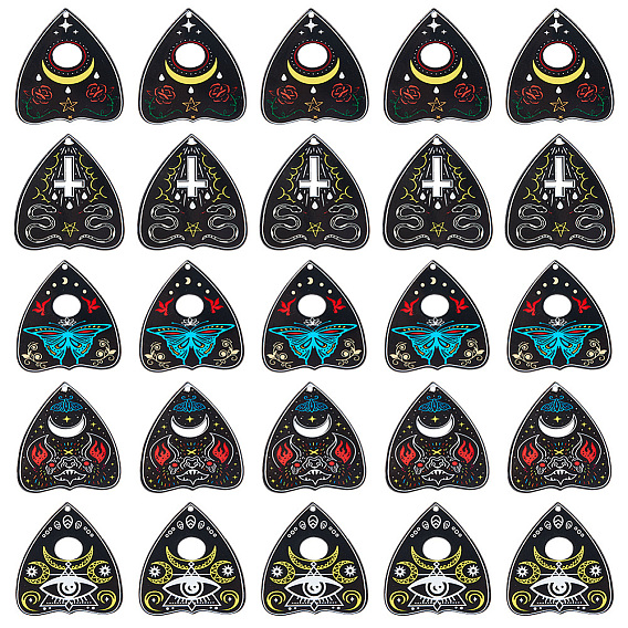 20шт 5 стили непрозрачные акриловые подвески с принтом, чёрные