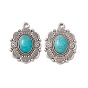 Synthetic Turquoise Pendants, Oval Charms, with Rack Plating Alloy Findings