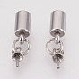 Stainless Steel Cup Bail Pin Pendants, with Cord Ends, End Caps, For Half Drilled Beads