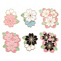 6Pcs 6 Style Creative Zinc Alloy Brooches, Enamel Pin, with Iron Butterfly Clutches or Rubber Clutches, Flower, Golden