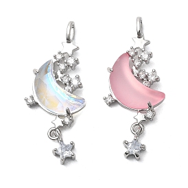 Латунный микропаве кубический цирконий с подвесками из смолы, без кадмия, без никеля и без свинца, звезда и луна, платина