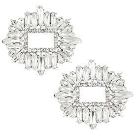 Украшение для обуви из хрусталя и горного хрусталя из сплава, съемные пряжки для обуви, с железной фурнитурой, овальные