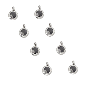 Unicraftale Trendy Original Color 304 Stainless Steel Grade A Rhinestone Flat Round Charm Pendants, Faceted