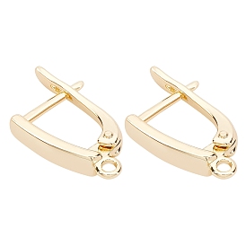 Brass Hoop Earring Findings with Latch Back Closure, Long-Lasting Plated, Nickel Free
