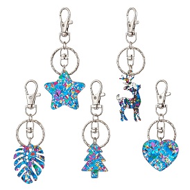 Acrylic Keychain, with Iron Split Key Rings, Sequin