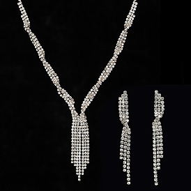 Boho Tassel Necklace Earrings Set - Fashion Jewelry for Sweater, N185.
