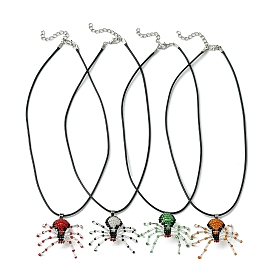Плетеные ожерелья с подвеской в виде паука из стеклянных бусин, ожерелья из вощеного хлопкового шнура для женщин