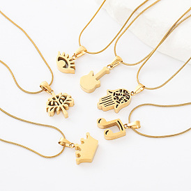 304 de acero inoxidable collares pendientes, dorado