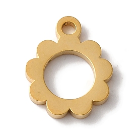 PVD Vacuum Plating 304 Stainless Steel Charms, Laser Cut, Flower Charms