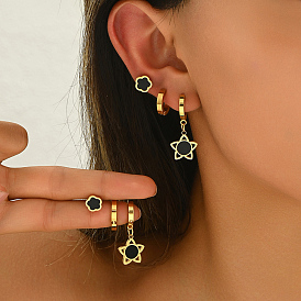 Серьги из нержавеющей стали, звезда и цветок