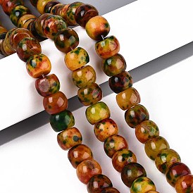 Окрашенные естественный агат бисер пряди, баррель