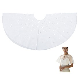 Свадебная шаль из полиэстеровой марли, с жемчужными бусинами из абс-пластика