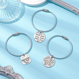 3Pcs Alloy Keychains, with Stainless Steel Wire Keychain Clasps
