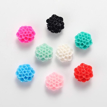 Непрозрачные кабошоны из смолы, цветок, 10x6 мм