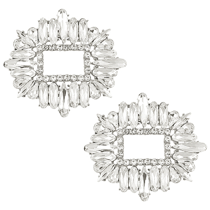 Украшение для обуви из хрусталя и горного хрусталя из сплава, съемные пряжки для обуви, с железной фурнитурой, овальные