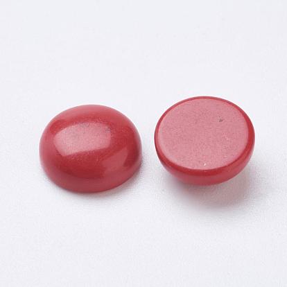 Synthetic Coral Cabochons, Half Round/Dome