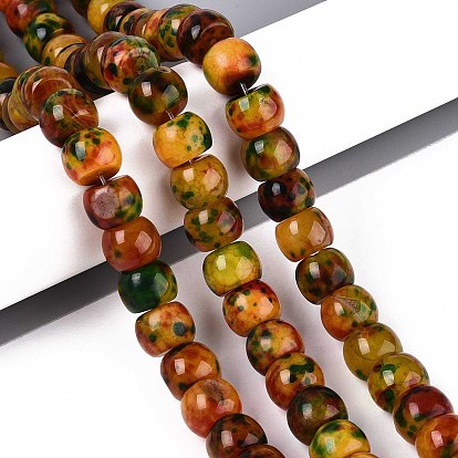 Окрашенные естественный агат бисер пряди, баррель