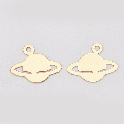 Brass Universe Space Charms, Etched Metal Embellishments, Long-Lasting Plated, Planet