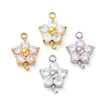 304 подвески-цветочки из нержавеющей стали с микропаве из кубического циркония