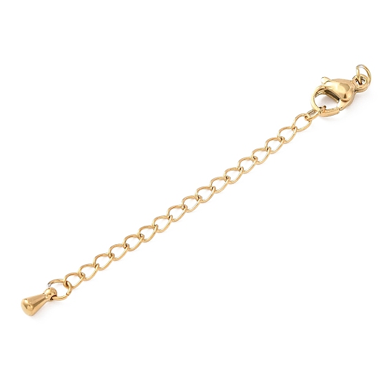 304 удлинитель бордюрной цепи из нержавеющей стали, цепочки с застежками-карабинами и подвесками-каплями, ионное покрытие (ip), долговечный