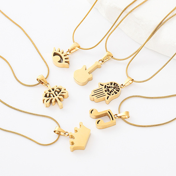 304 de acero inoxidable collares pendientes, dorado
