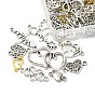 100Pcs 10 Styles Tibetan Style Alloy Connector Charms, Heart Links, Mixed Shapes