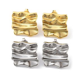 304 Stainless Steel Stud Earrings, Twist Square