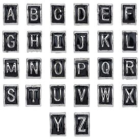 SUNNYCLUE Alloy Enamel European Beads, Large Hole Beads, Triangle with Initial Letter, Black