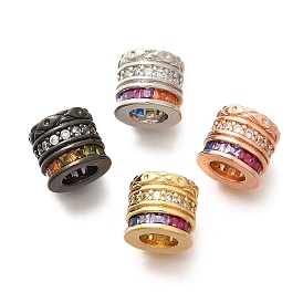 Реечное покрытие латунь микро паве кубический цирконий европейские бусины, бусины с большим отверстием, долговечный, без свинца и без кадмия, колонка