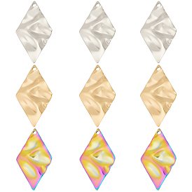 30шт. 3 цвета 304 подвеска из нержавеющей стали, фактурные подвески, ромб