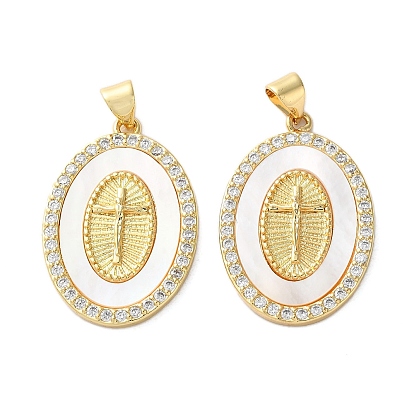 Латунные микро проложить кубического циркония подвески, с оболочкой, овальные с поперечными прелести, стойки покрытие, прочное покрытие, без кадмия и без свинца