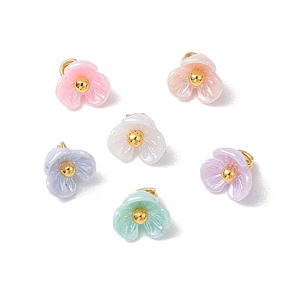6шт. подвески из искусственного жемчуга из смолы, цветок, с золотыми латунными булавками с шаровой головкой