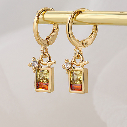 Geometric Earrings for Women, 18K Gold Plated with Zircon Stones - Luxurious and Elegant Jewelry