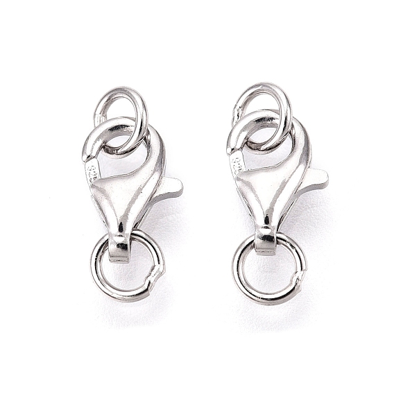 925 стерлингового серебра застежкой омар коготь, с двойными прыжковыми кольцами