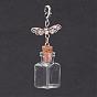 Mixed Shape Glass Bottle Big Pendants, with Tibetan Style Butterfly Bead and Brass Lobster Claw Clasps