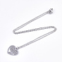 201 Stainless Steel Pendant Necklaces, with Cable Chains and Lobster Claw Clasps, Heart with Tree