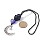 Décorations de pendentif de pochette de pierres précieuses, Coeur avec mauvais œil, lampe et alliage, lune creuse et fils de nylon, décorations suspendues