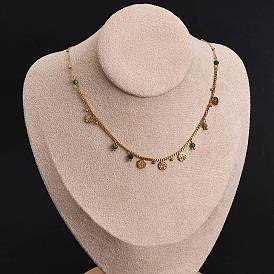 304 ожерелья-нагрудники из нержавеющей стали со стразами, ионное покрытие (ip)