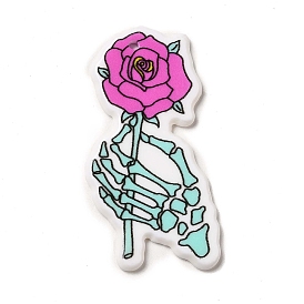 Акриловые подвески с принтом на хэллоуин, рука-скелет с шармом в виде розы