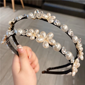 Plastic Imitation Pearl Hair Bands for Women Girl, with Rhinestone