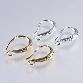 Brass Earring Hooks, with Horizontal Loop, Long-Lasting Plated, Lead Free & Cadmium Free