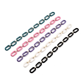 Handgefertigte Acrylkabelketten, mit Aluminiumgliedern, für Schmuck machen, ellipsenförmige, Licht Gold