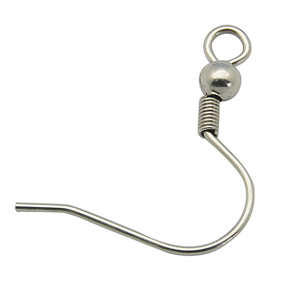 304 Stainless Steel Earring Hooks, Ear Wire, with Horizontal Loop, 20x19x3mm, Hole: 2mm