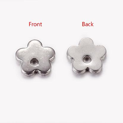 201 Stainless Steel Stamping Blank Tag Pendants, Flower, 6x6x0.6mm, Hole: 1mm