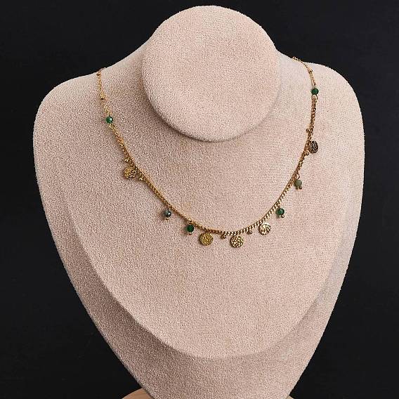 304 ожерелья-нагрудники из нержавеющей стали со стразами, ионное покрытие (ip)