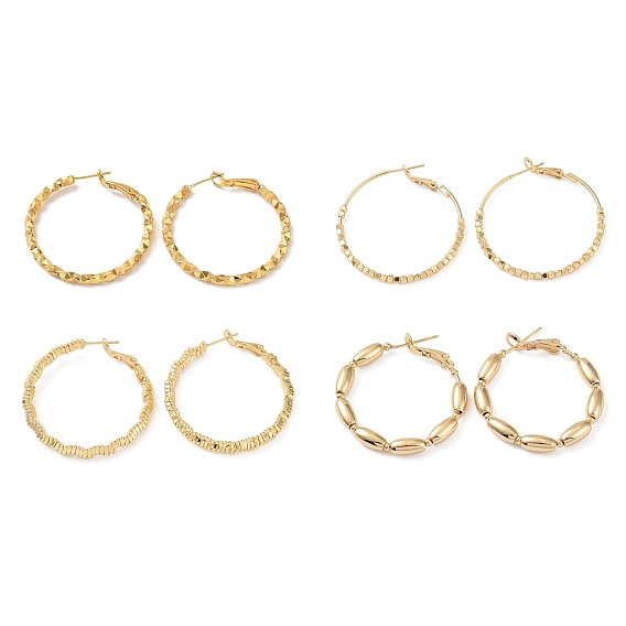 Brass Round Ring Hoop Earrings, with 925 Sterling Silver Pin for Women