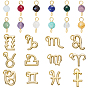 24Pcs Natural Gemstone Birthstone Connector Charms and Alloy Pendants, with 304 Stainless Steel Findings