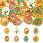 24 pcs 8 styles pendentifs en émail en alliage, ovale avec breloques fleurs, or