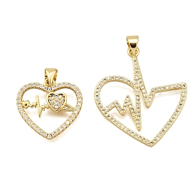 Латунные микро проложить кубического циркония подвески, сердце, стойки покрытие, долговечный, без свинца и без кадмия